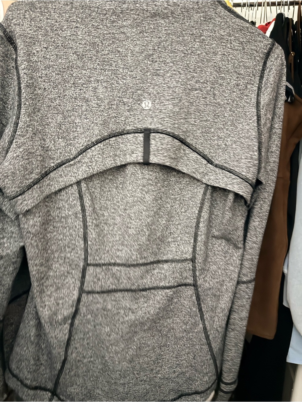lululemon athletica Heathered Gray Full-Zip Jacket with Black Stitching - Picture 3 of 3